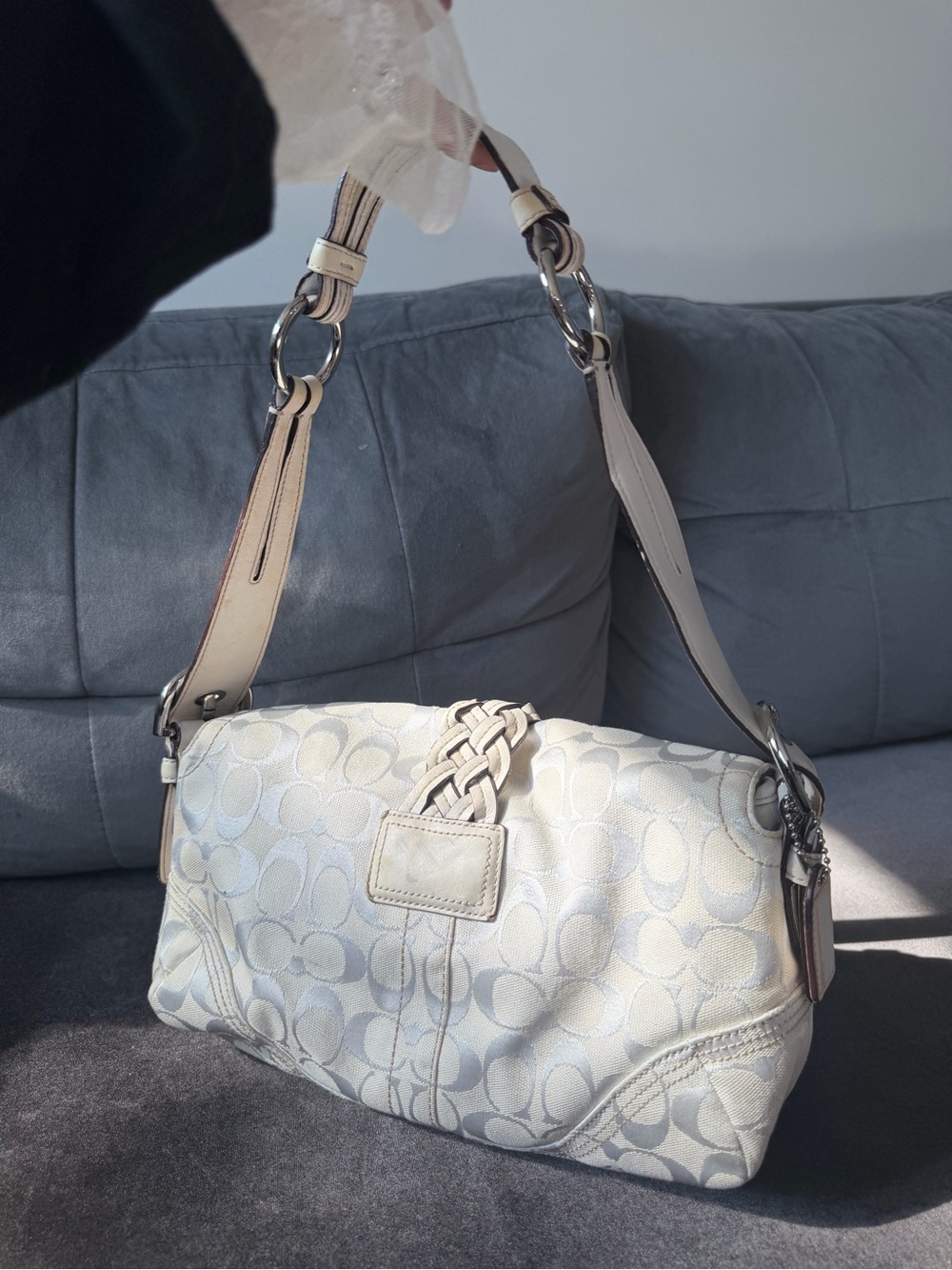 Coach Soho Flap Braided Buckle Signature White - Picture 3 of 6